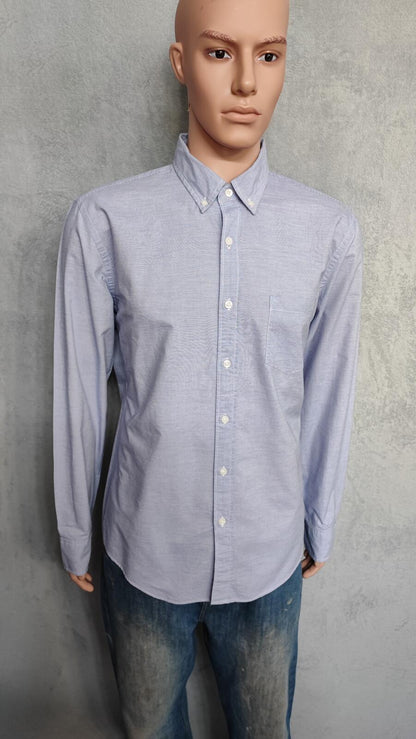 Vintage J.Crew Plain Light Blue Slim Fit Long Sleeve Office Shirt Men Size Large