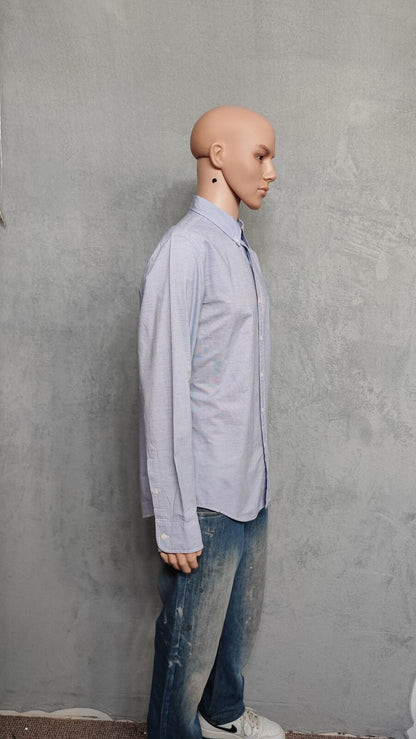 Vintage J.Crew Plain Light Blue Slim Fit Long Sleeve Office Shirt Men Size Large