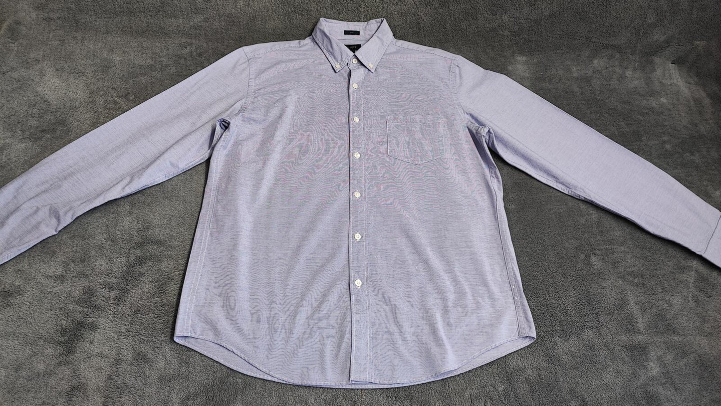 Vintage J.Crew Plain Light Blue Slim Fit Long Sleeve Office Shirt Men Size Large