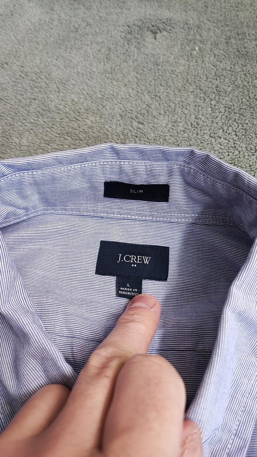 Vintage J.Crew Plain Light Blue Slim Fit Long Sleeve Office Shirt Men Size Large