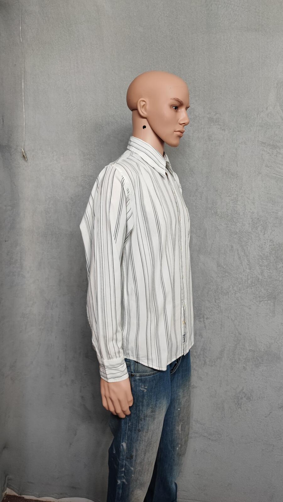 Vintage Calvin Klein Striped Long Sleeve Shirt White Black Men's Size Large L