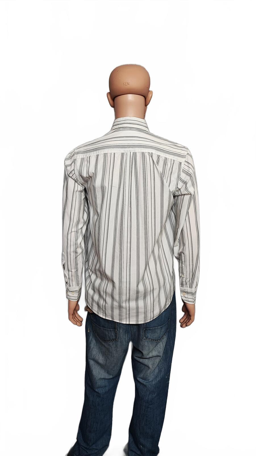 Vintage Calvin Klein Striped Long Sleeve Shirt White Black Men's Size Large L