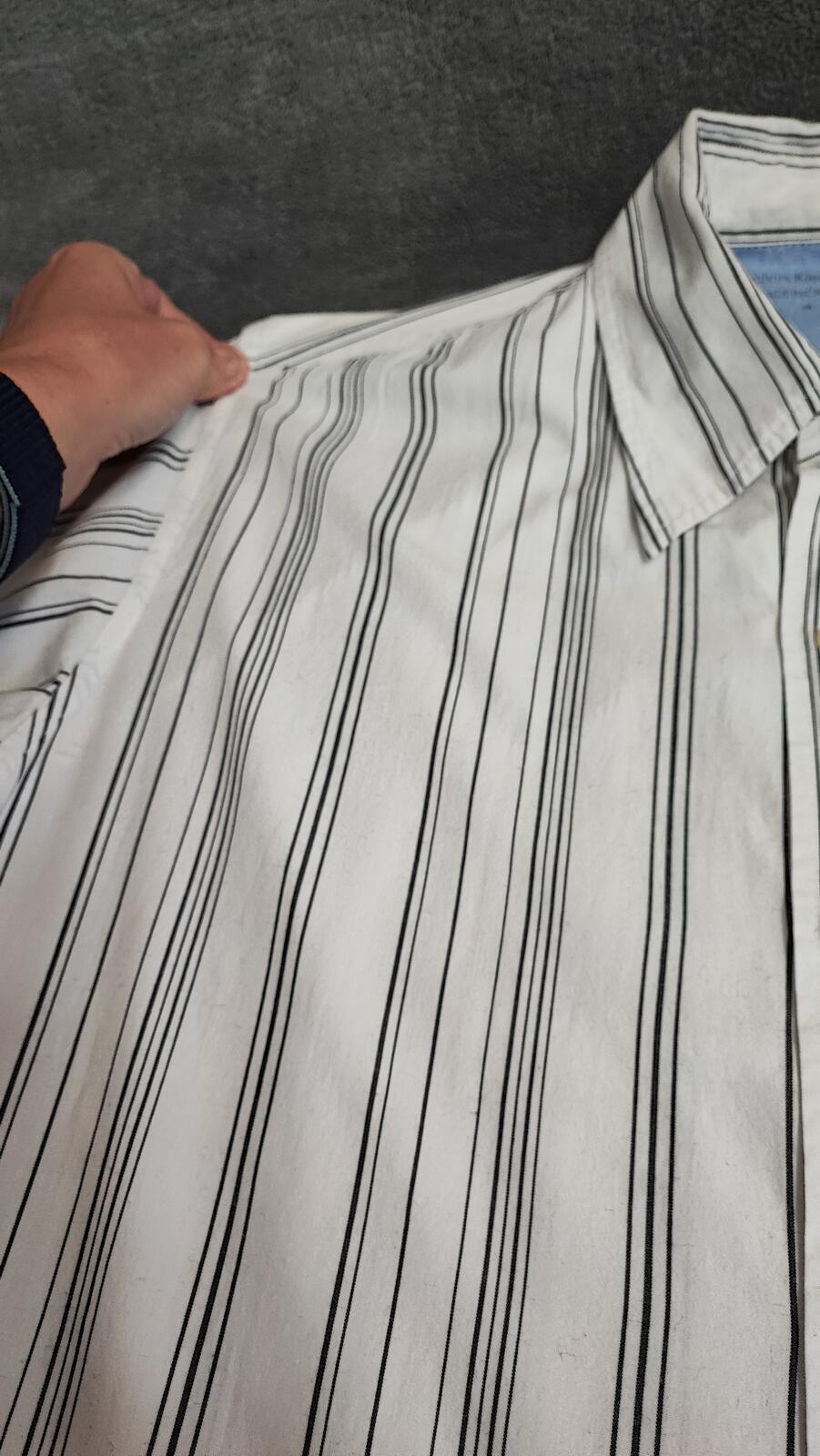Vintage Calvin Klein Striped Long Sleeve Shirt White Black Men's Size Large L