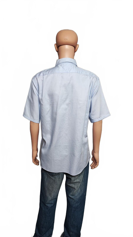 Vintage Tommy Hilfiger Short Sleeve Shirt Blue Distressed Casual Men's Size XL