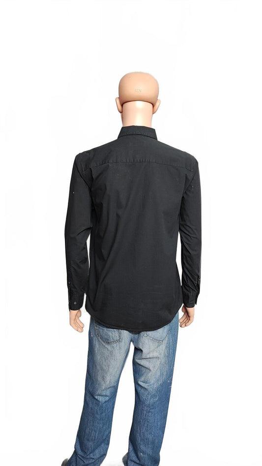 Vintage Calvin Klein Plain Black Long Sleeve Minimalist Shirt Men Size Large