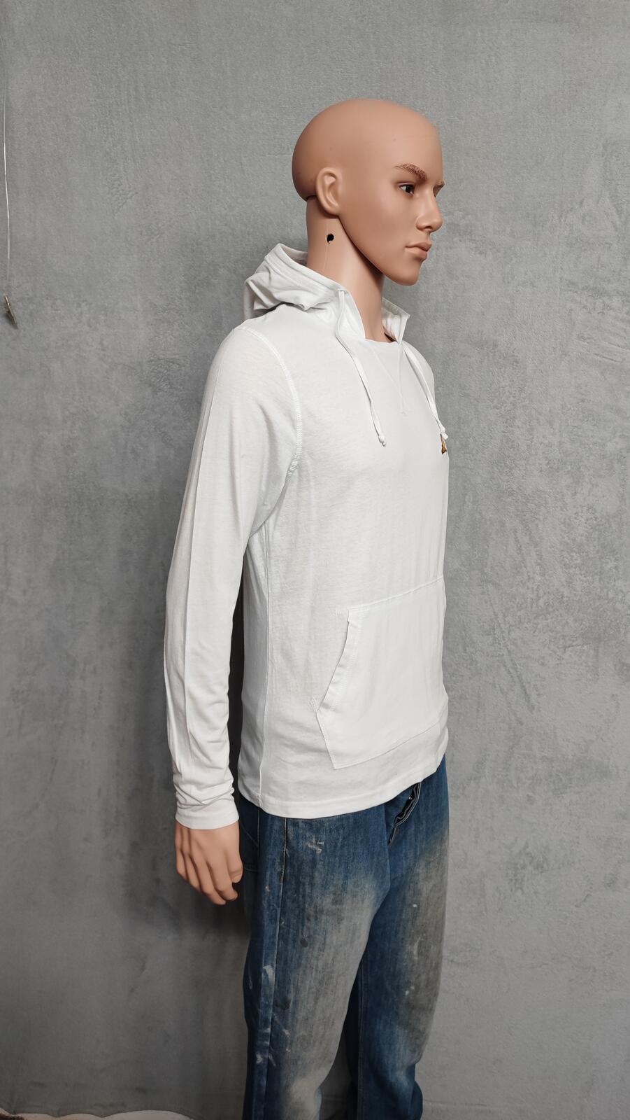 Vintage Brave Soul Hooded T-Shirt White Long Sleeve Retro Y2K Men's Size Small S