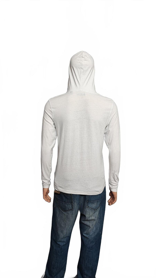 Vintage Brave Soul Hooded T-Shirt White Long Sleeve Retro Y2K Men's Size Small S