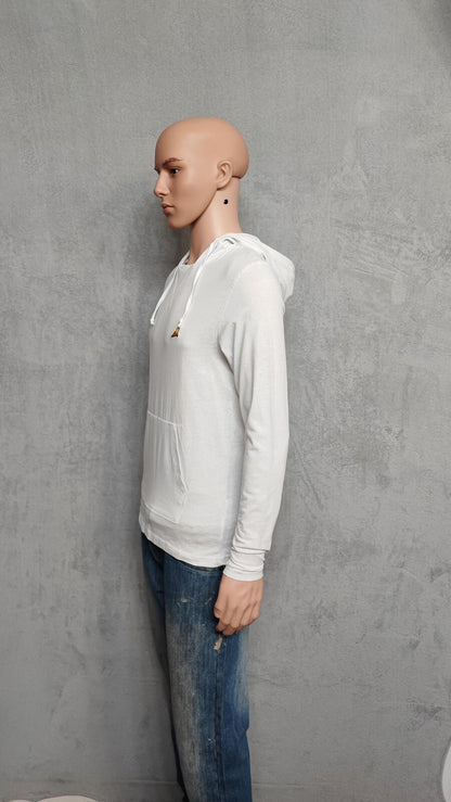 Vintage Brave Soul Hooded T-Shirt White Long Sleeve Retro Y2K Men's Size Small S