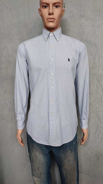 Vintage Chaps Ralph Lauren Striped Long Sleeve Shirt Blue White Men's Size Large