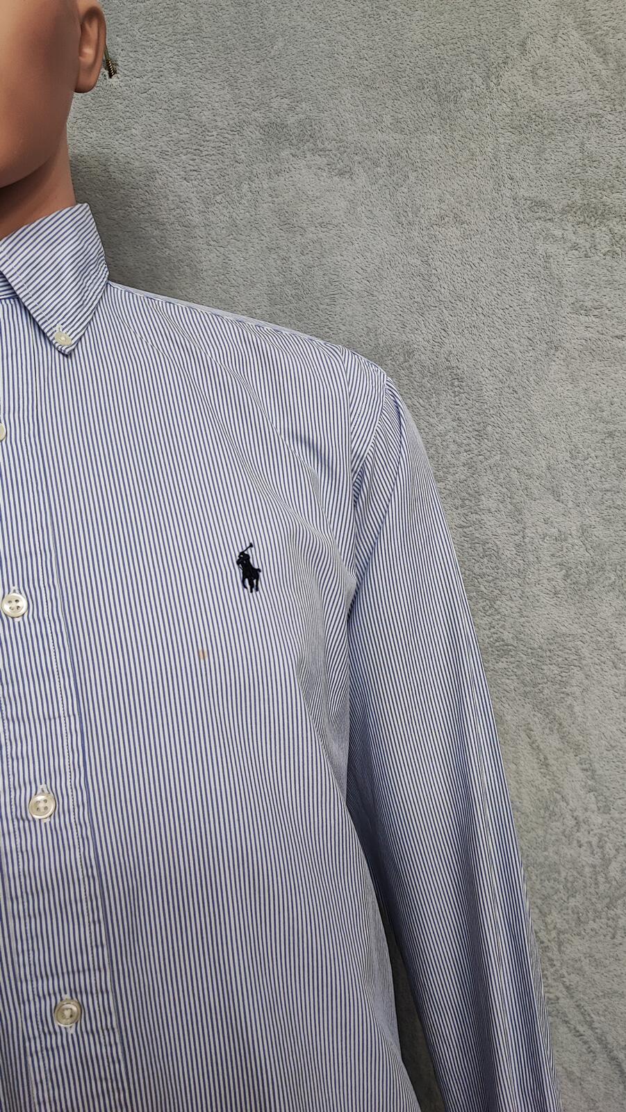 Vintage Chaps Ralph Lauren Striped Long Sleeve Shirt Blue White Men's Size Large