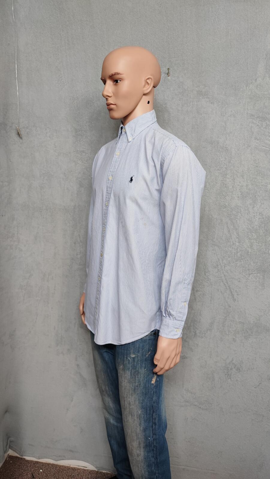 Vintage Chaps Ralph Lauren Striped Long Sleeve Shirt Blue White Men's Size Large