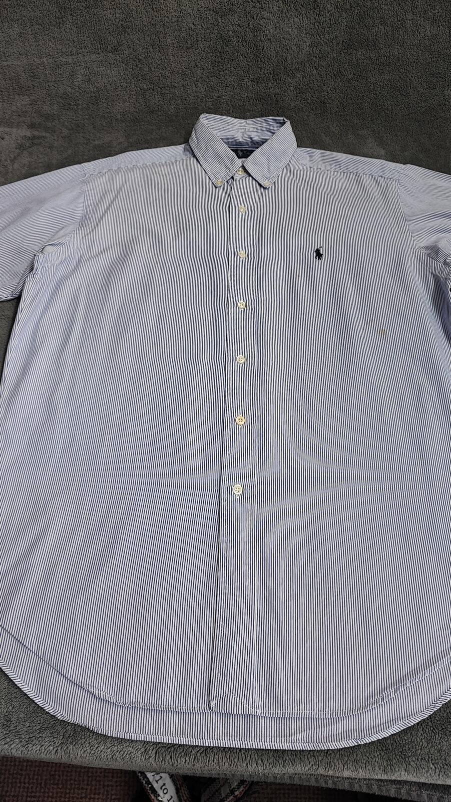 Vintage Chaps Ralph Lauren Striped Long Sleeve Shirt Blue White Men's Size Large