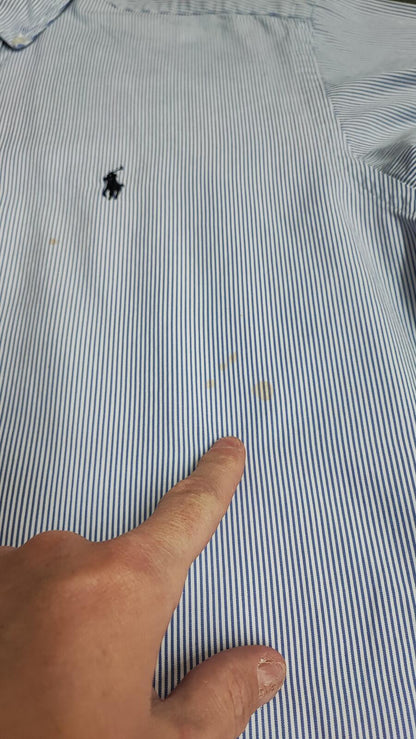 Vintage Chaps Ralph Lauren Striped Long Sleeve Shirt Blue White Men's Size Large