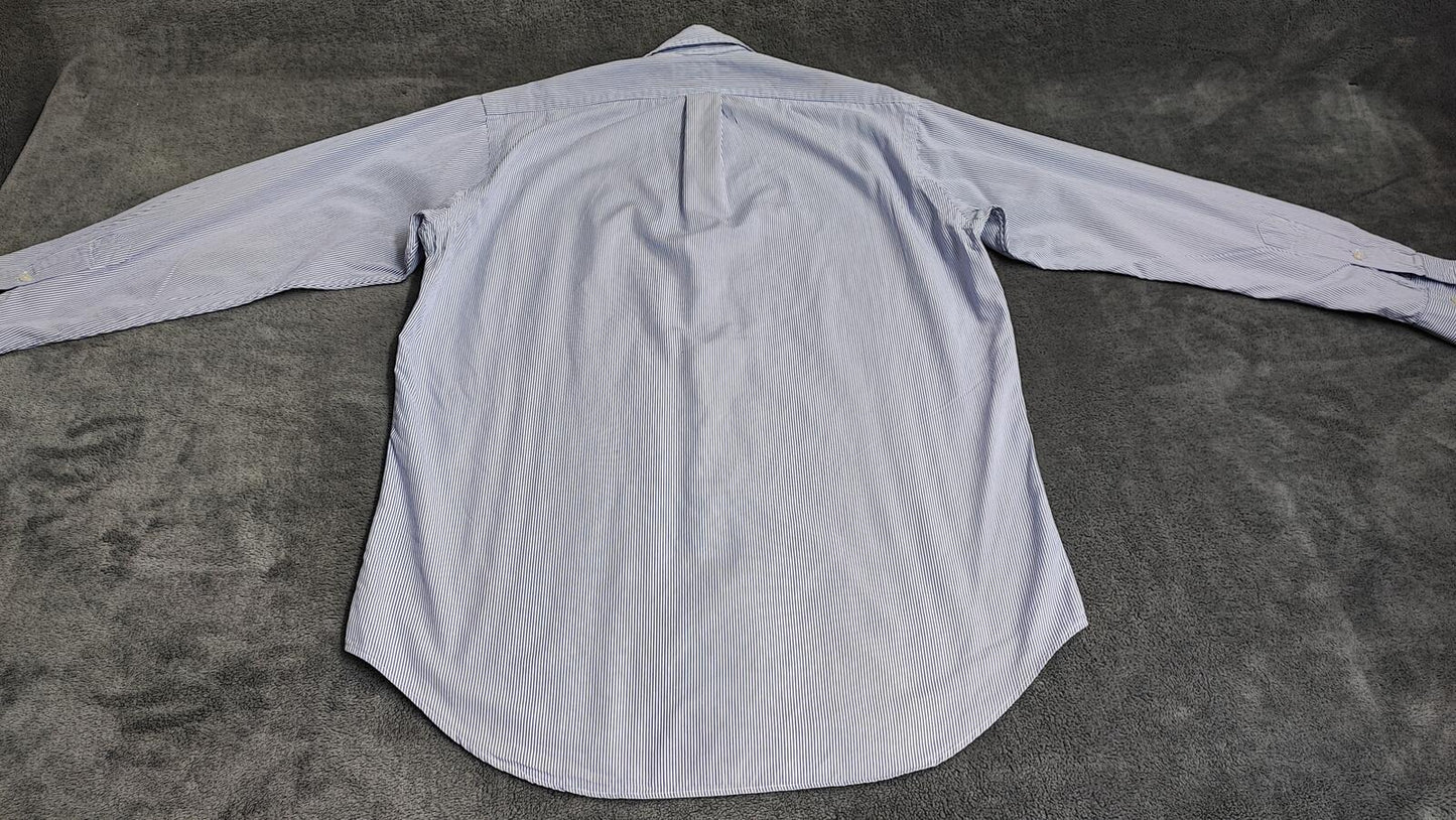 Vintage Chaps Ralph Lauren Striped Long Sleeve Shirt Blue White Men's Size Large