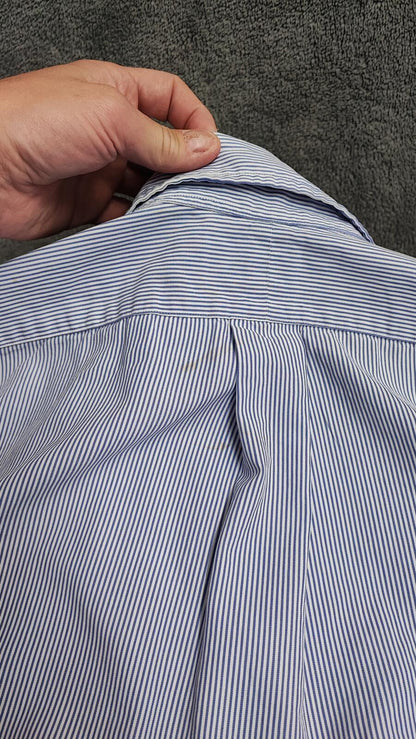 Vintage Chaps Ralph Lauren Striped Long Sleeve Shirt Blue White Men's Size Large