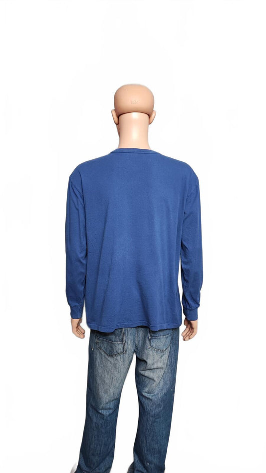 Vintage Ralph Lauren Long Sleeve T-Shirt Blue Retro 90s Men's Size XXL