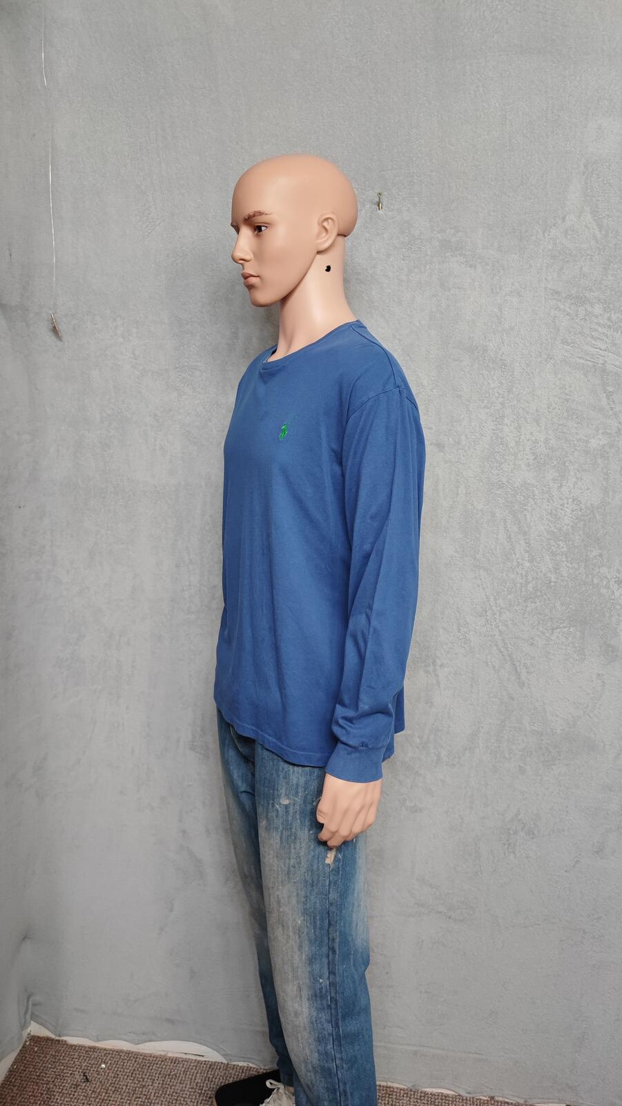 Vintage Ralph Lauren Long Sleeve T-Shirt Blue Retro 90s Men's Size XXL