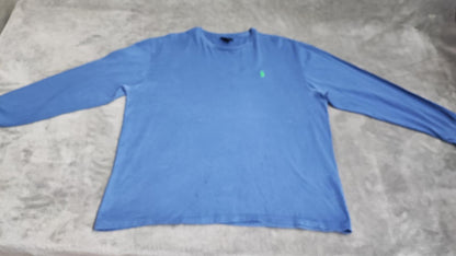 Vintage Ralph Lauren Long Sleeve T-Shirt Blue Retro 90s Men's Size XXL