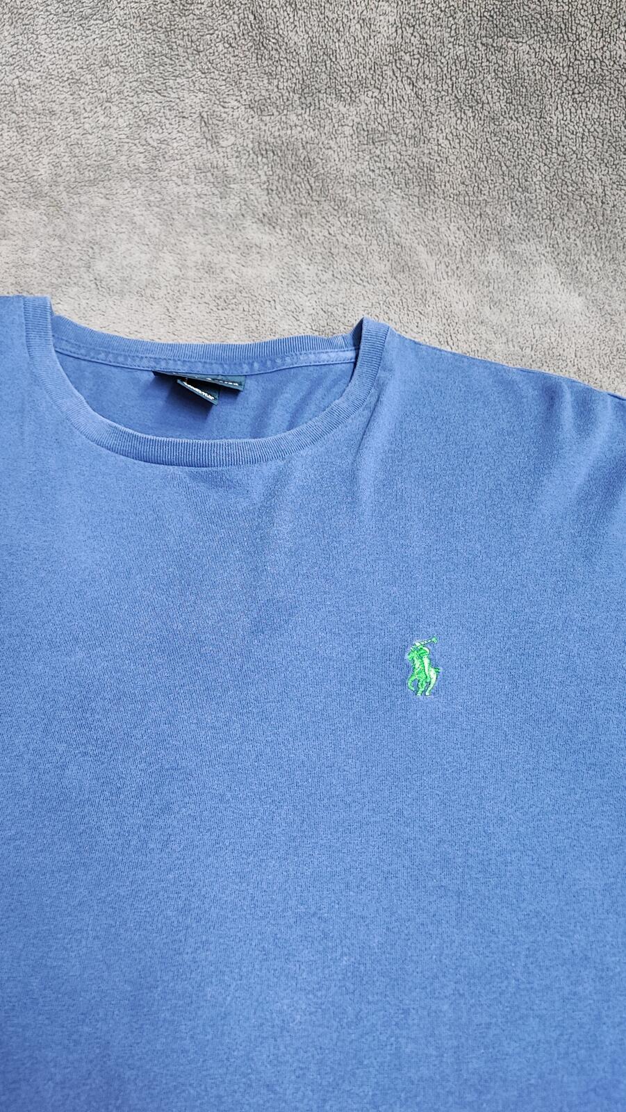 Vintage Ralph Lauren Long Sleeve T-Shirt Blue Retro 90s Men's Size XXL