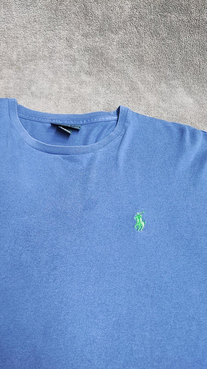 Vintage Ralph Lauren Long Sleeve T-Shirt Blue Retro 90s Men's Size XXL