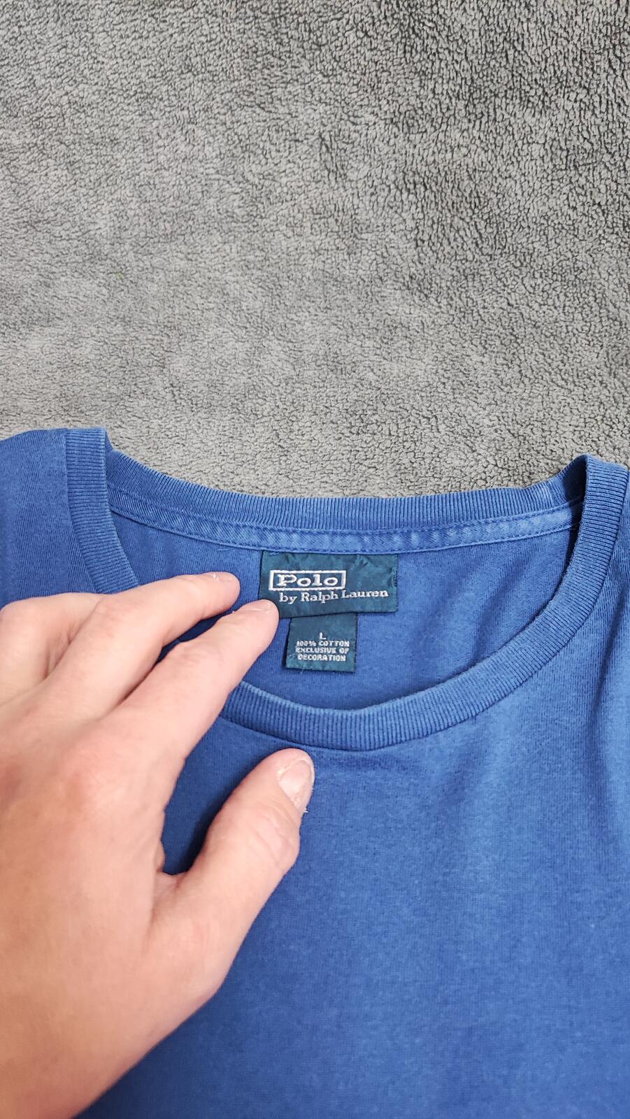 Vintage Ralph Lauren Long Sleeve T-Shirt Blue Retro 90s Men's Size XXL