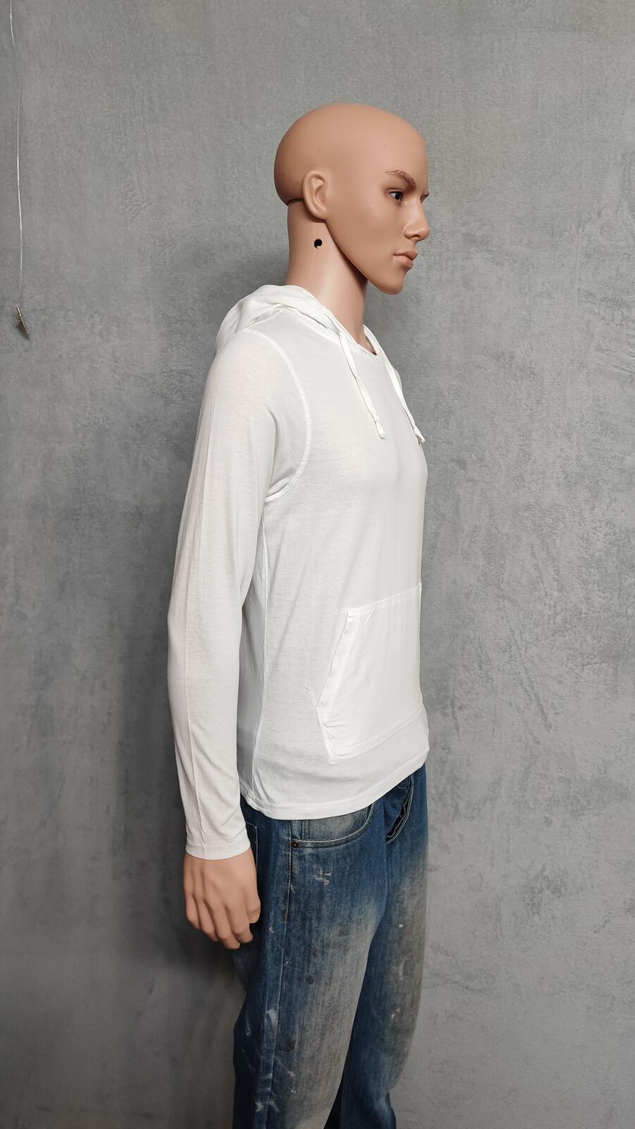 Vintage Brave Soul Hooded T-Shirt White Long Sleeve Retro Y2K Men's Size Small S