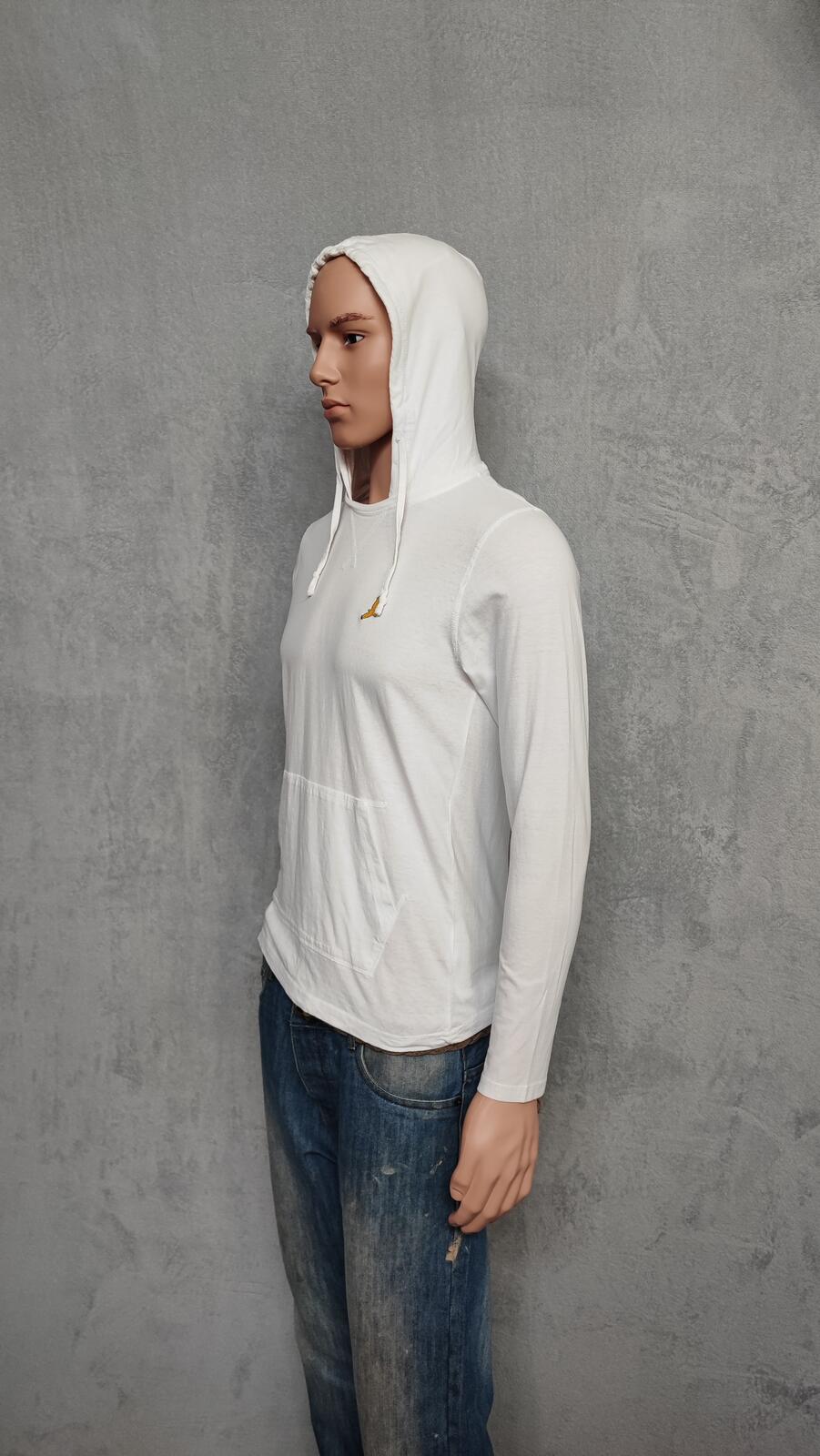 Vintage Brave Soul Hooded T-Shirt White Long Sleeve Retro Y2K Men's Size Small S