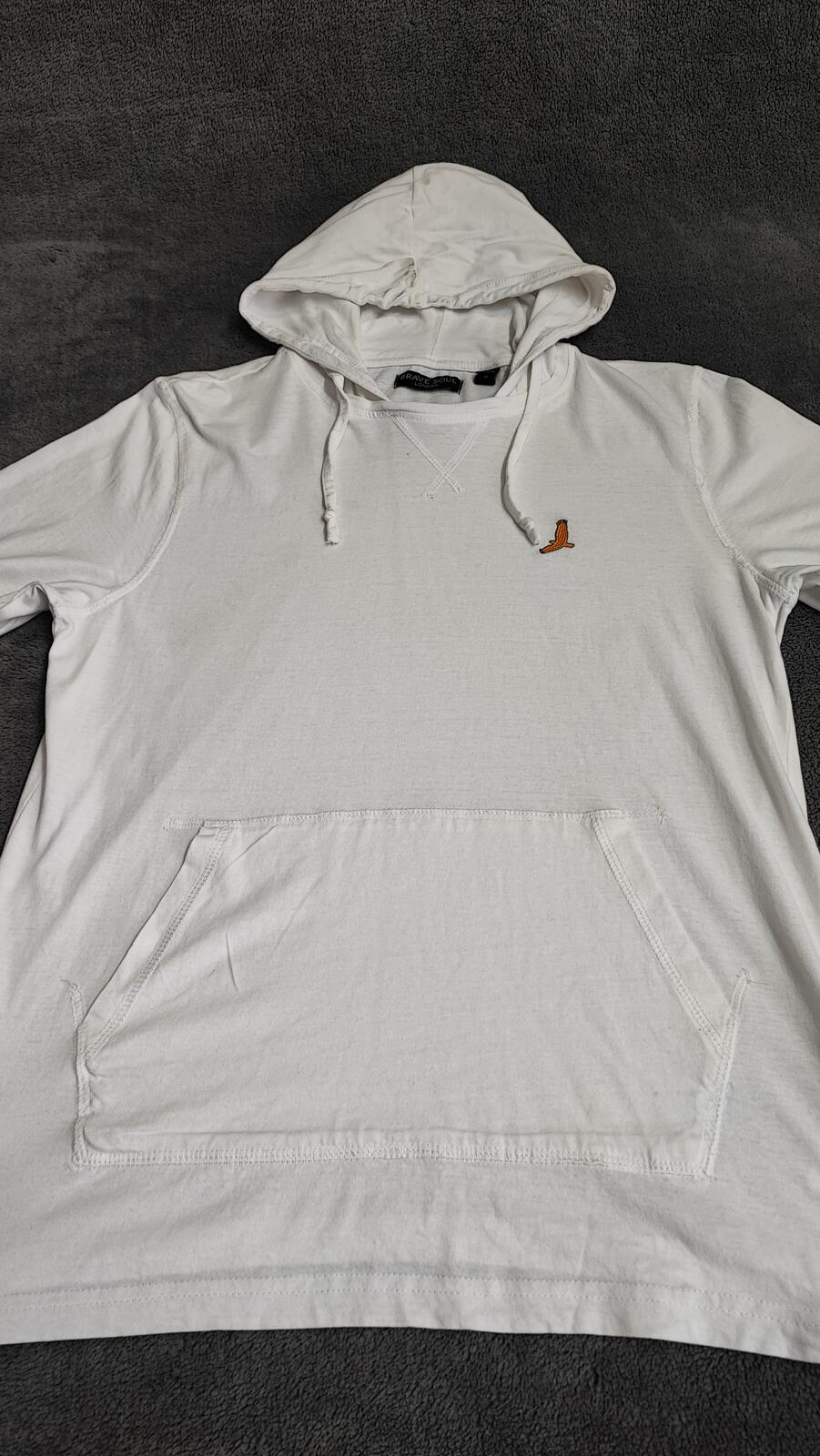 Vintage Brave Soul Hooded T-Shirt White Long Sleeve Retro Y2K Men's Size Small S