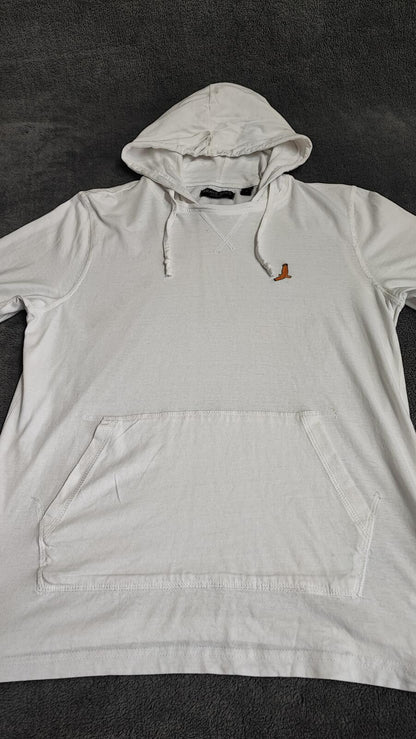 Vintage Brave Soul Hooded T-Shirt White Long Sleeve Retro Y2K Men's Size Small S