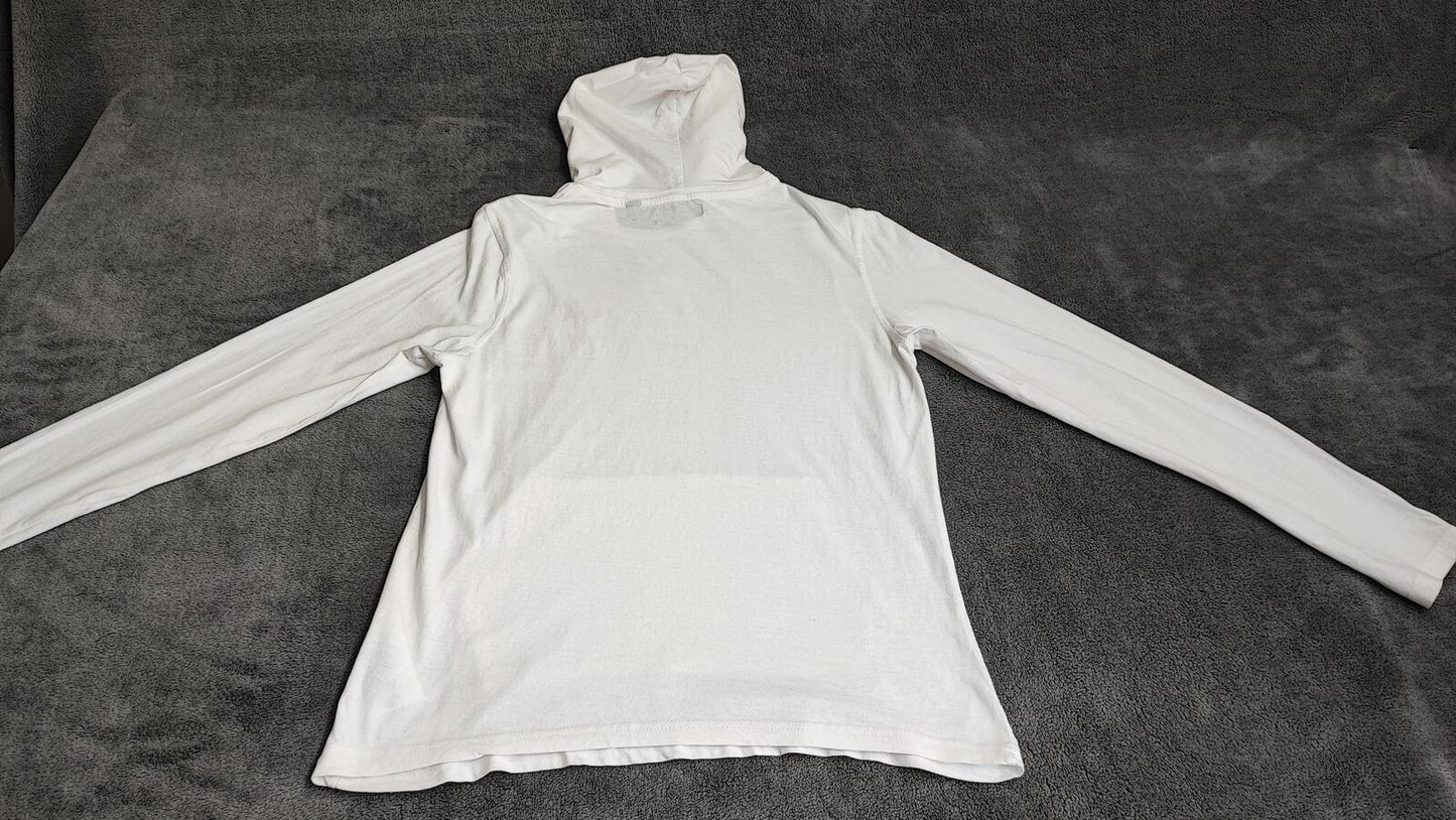 Vintage Brave Soul Hooded T-Shirt White Long Sleeve Retro Y2K Men's Size Small S
