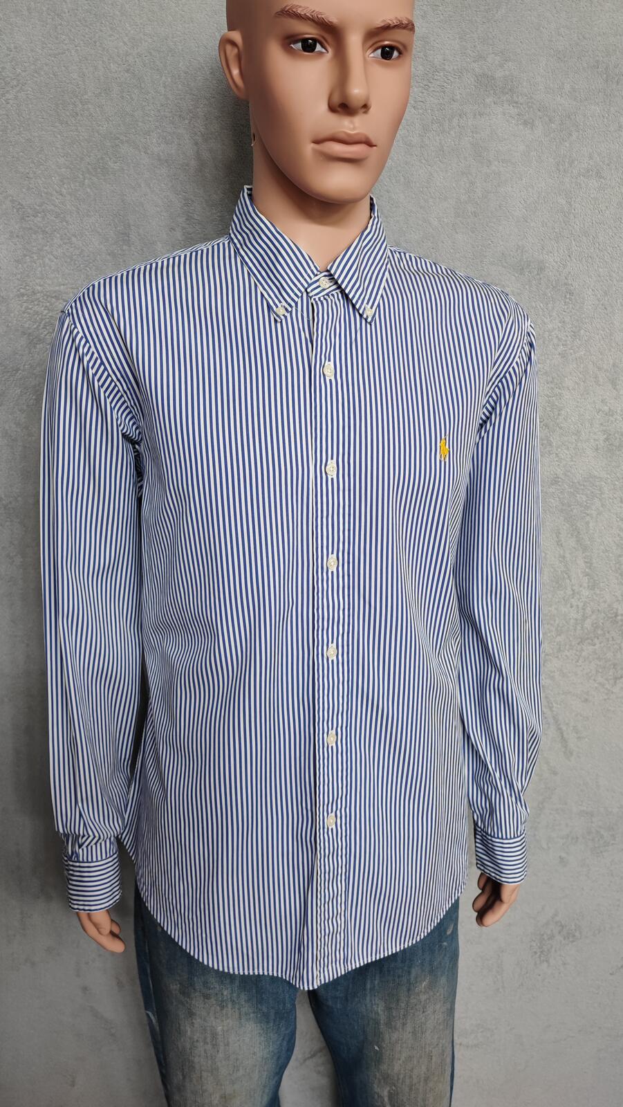 Vintage Polo Ralph Lauren Striped Long Sleeve Shirt Blue White Preppy Size XXL