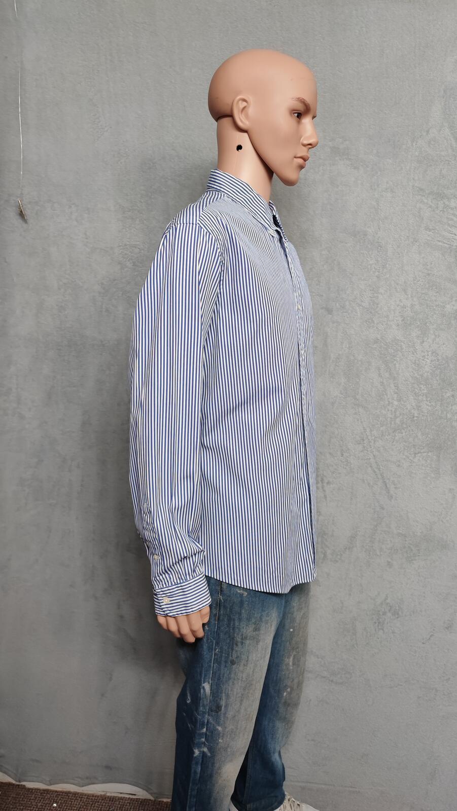 Vintage Polo Ralph Lauren Striped Long Sleeve Shirt Blue White Preppy Size XXL