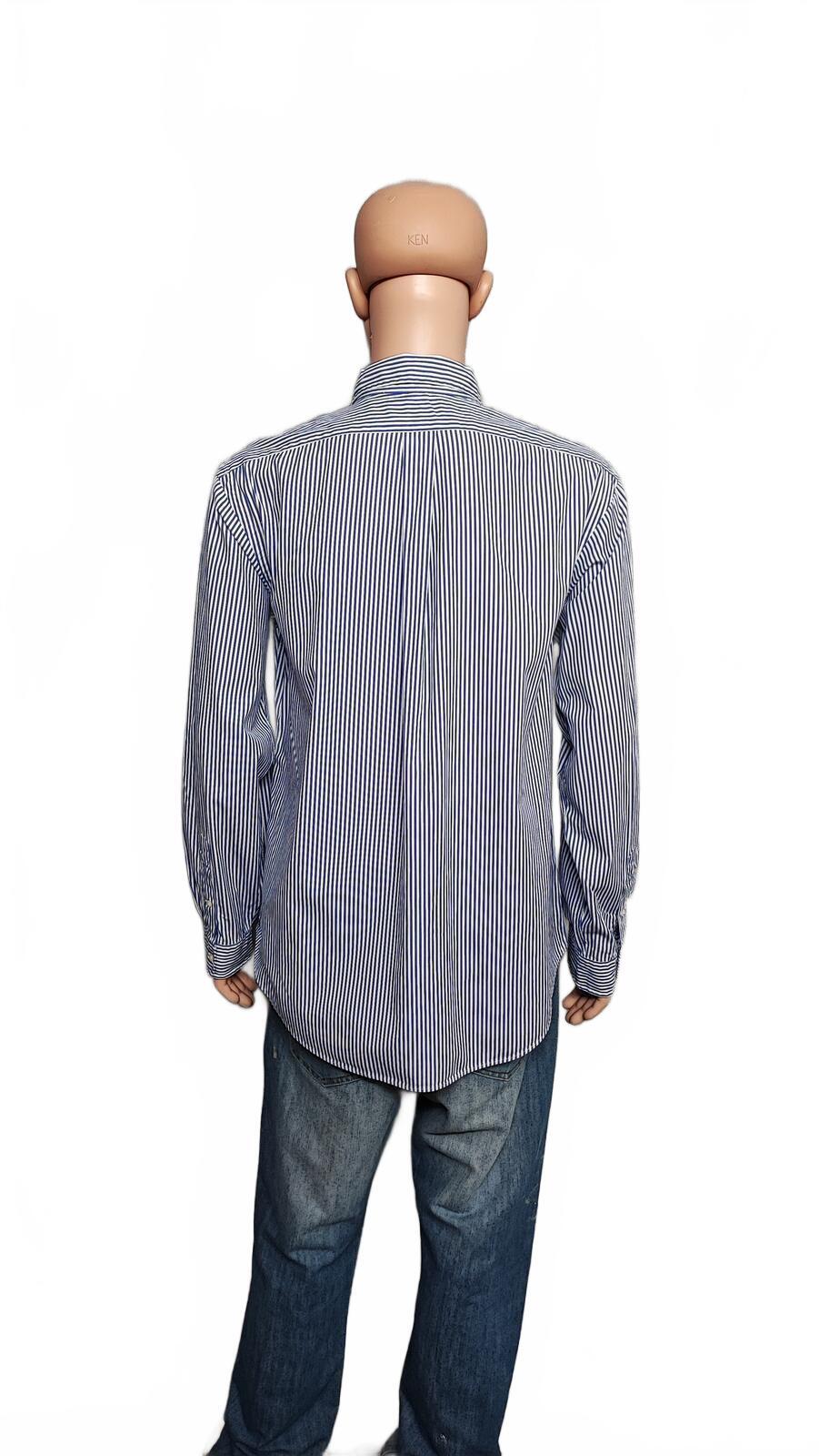 Vintage Polo Ralph Lauren Striped Long Sleeve Shirt Blue White Preppy Size XXL