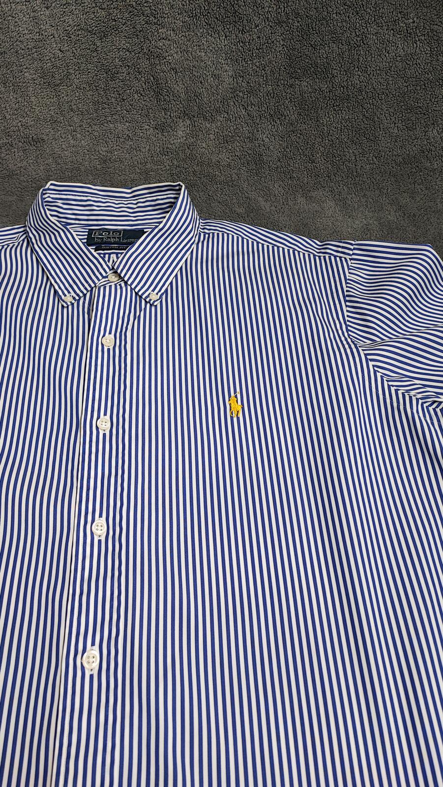 Vintage Polo Ralph Lauren Striped Long Sleeve Shirt Blue White Preppy Size XXL