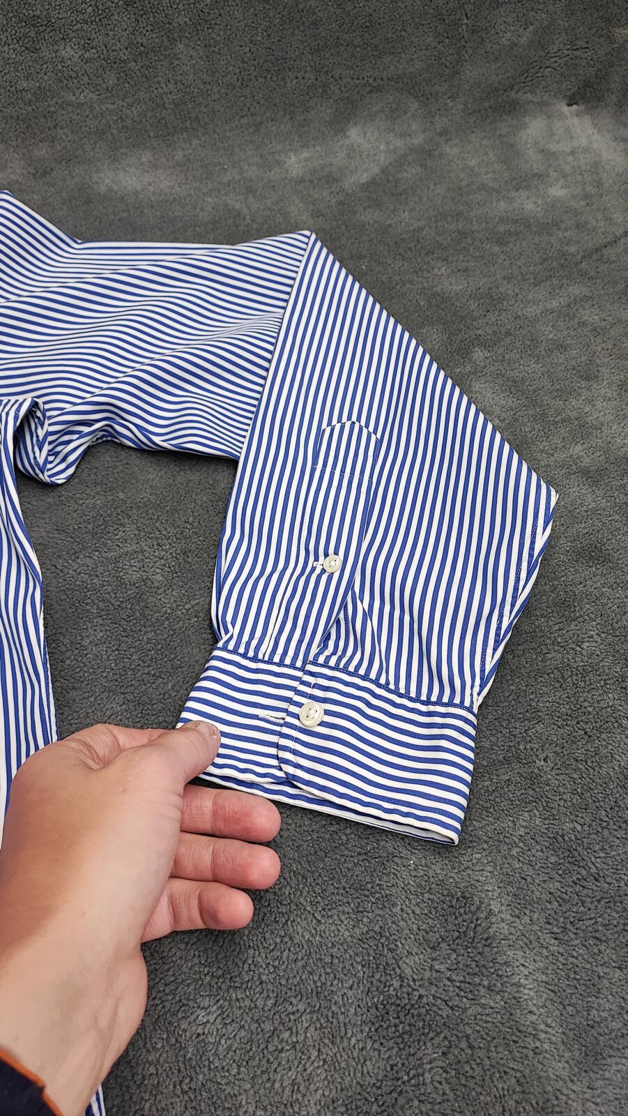 Vintage Polo Ralph Lauren Striped Long Sleeve Shirt Blue White Preppy Size XXL
