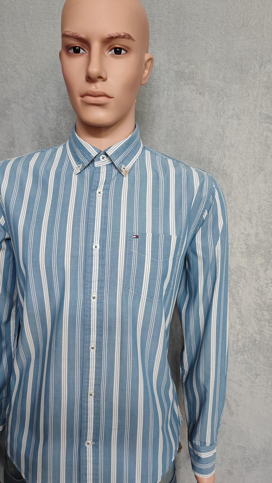 Vintage Tommy Hilfiger Striped Long Sleeve Shirt Blue White Men's Size M/L