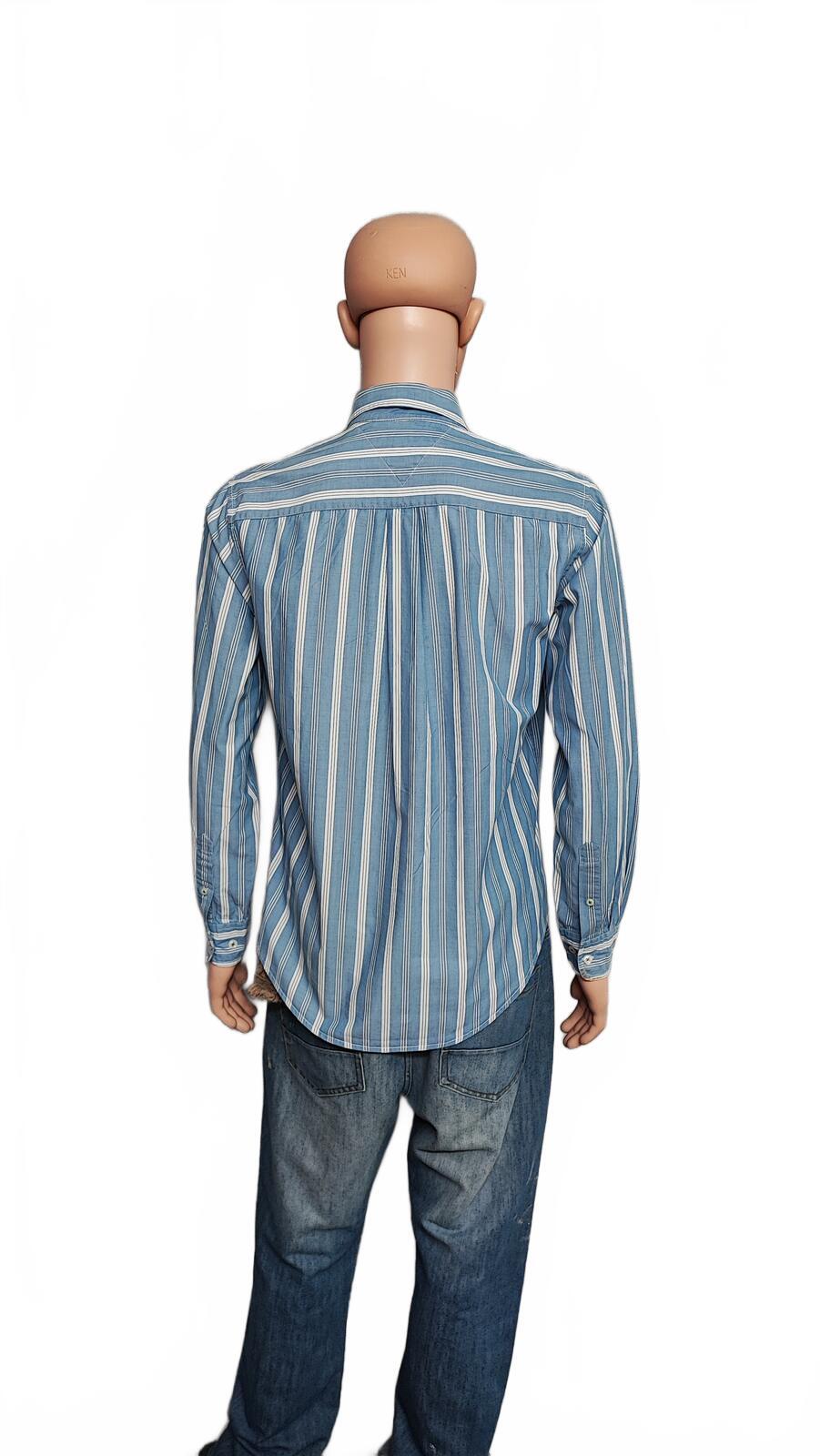 Vintage Tommy Hilfiger Striped Long Sleeve Shirt Blue White Men's Size M/L