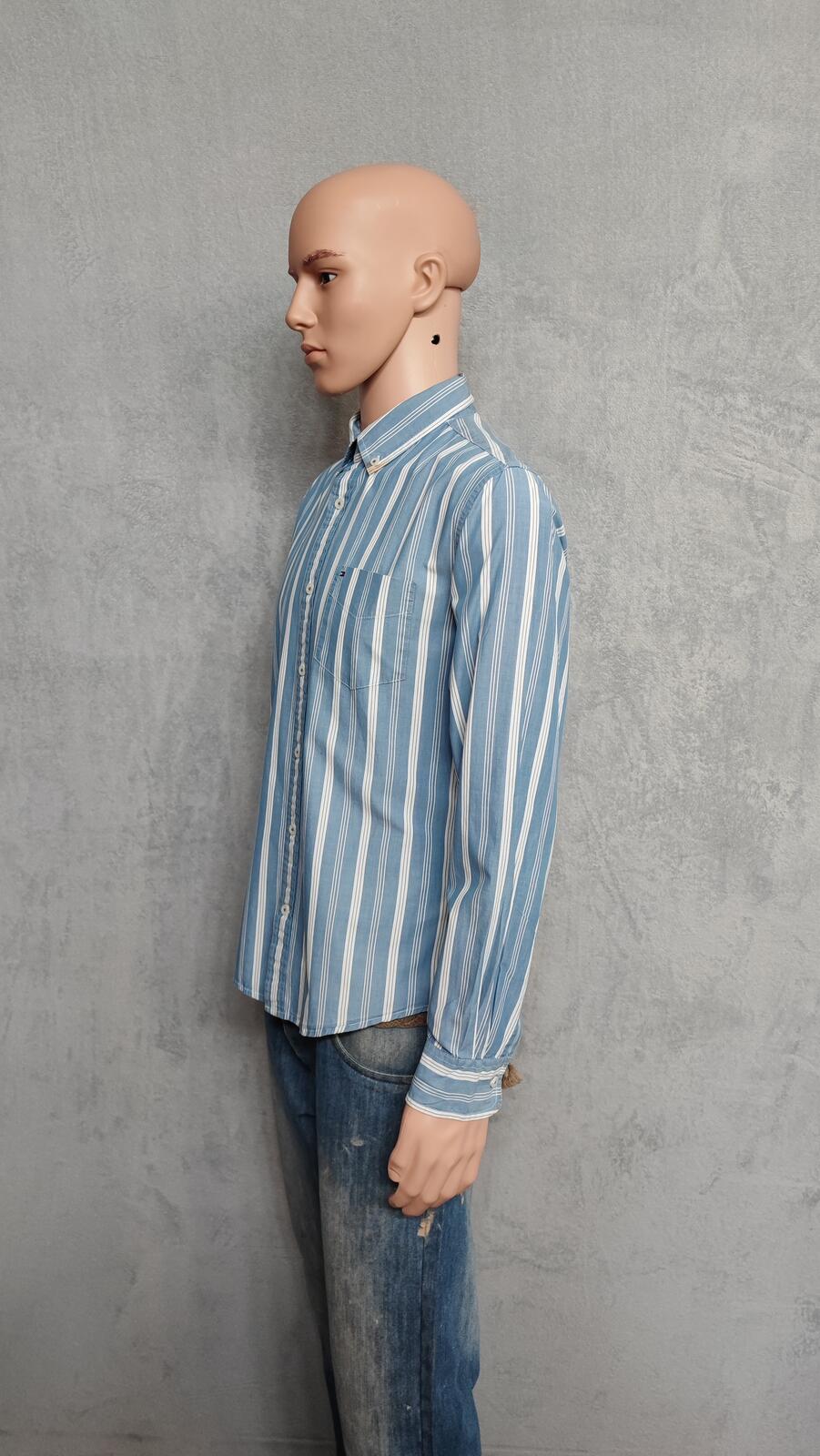 Vintage Tommy Hilfiger Striped Long Sleeve Shirt Blue White Men's Size M/L
