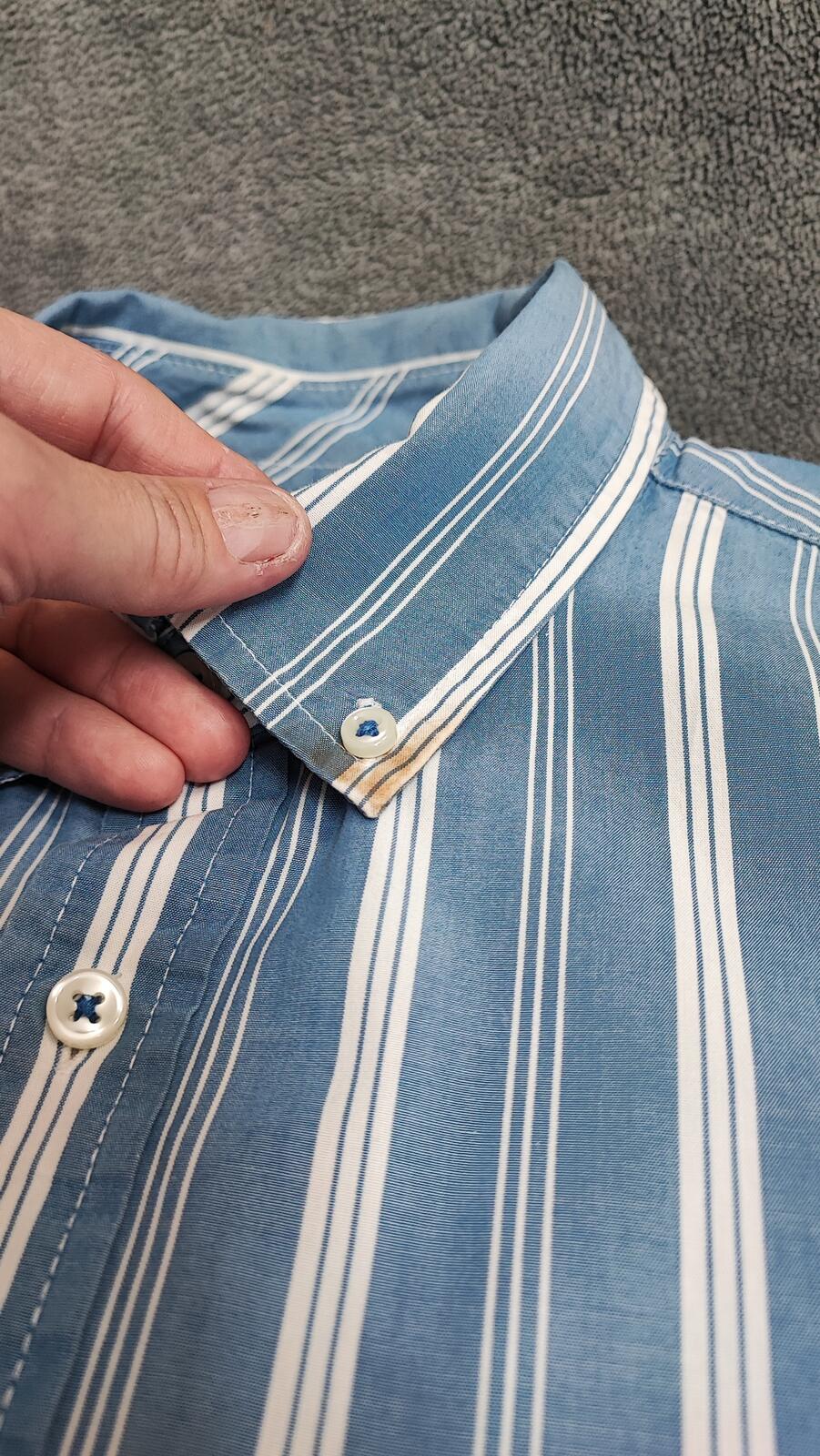 Vintage Tommy Hilfiger Striped Long Sleeve Shirt Blue White Men's Size M/L