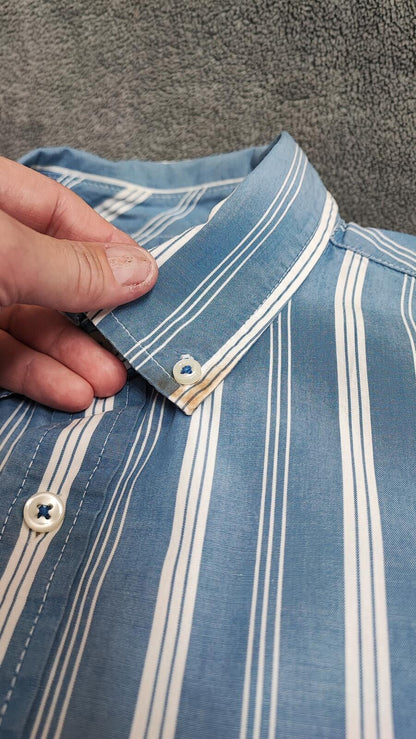 Vintage Tommy Hilfiger Striped Long Sleeve Shirt Blue White Men's Size M/L