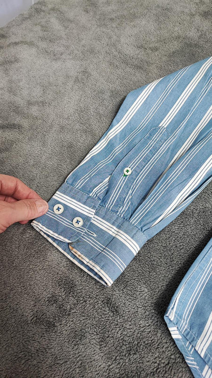 Vintage Tommy Hilfiger Striped Long Sleeve Shirt Blue White Men's Size M/L