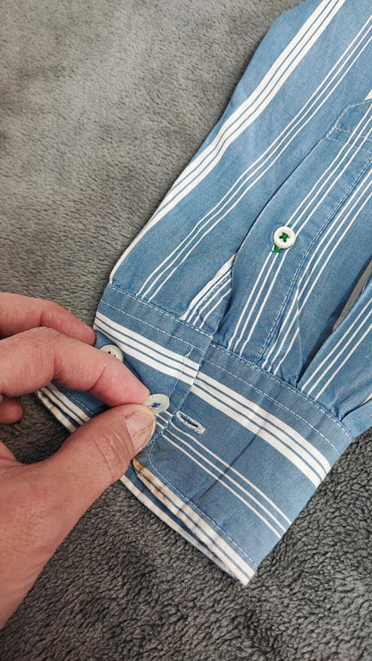 Vintage Tommy Hilfiger Striped Long Sleeve Shirt Blue White Men's Size M/L