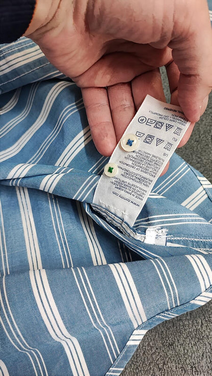 Vintage Tommy Hilfiger Striped Long Sleeve Shirt Blue White Men's Size M/L