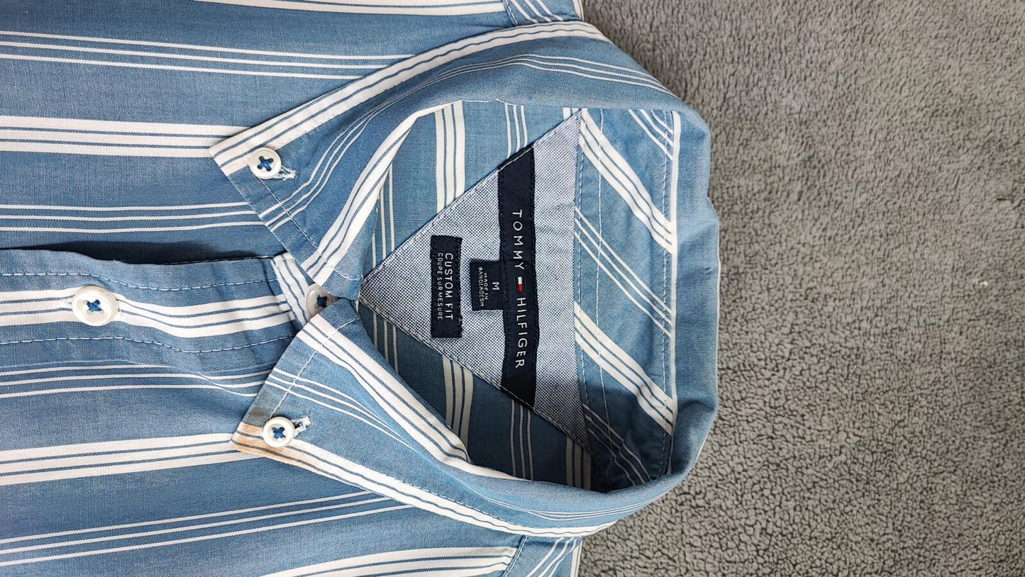Vintage Tommy Hilfiger Striped Long Sleeve Shirt Blue White Men's Size M/L