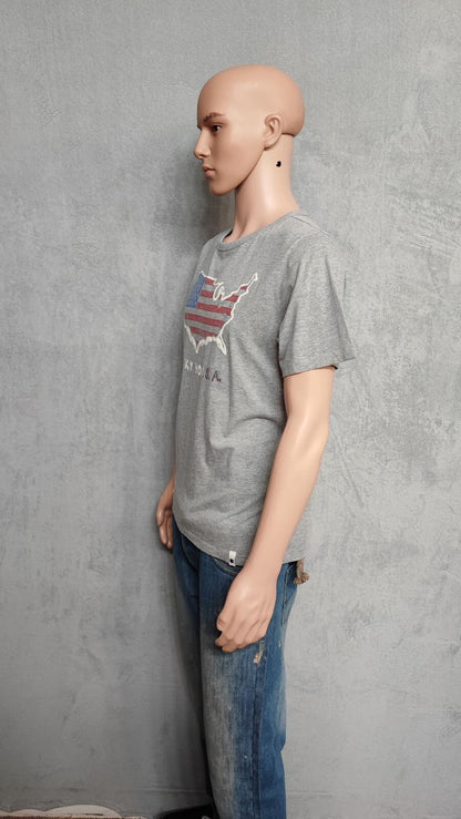 Vintage Lucky You USA Graphic T-Shirt Grey Retro Y2K Men's Size Medium M