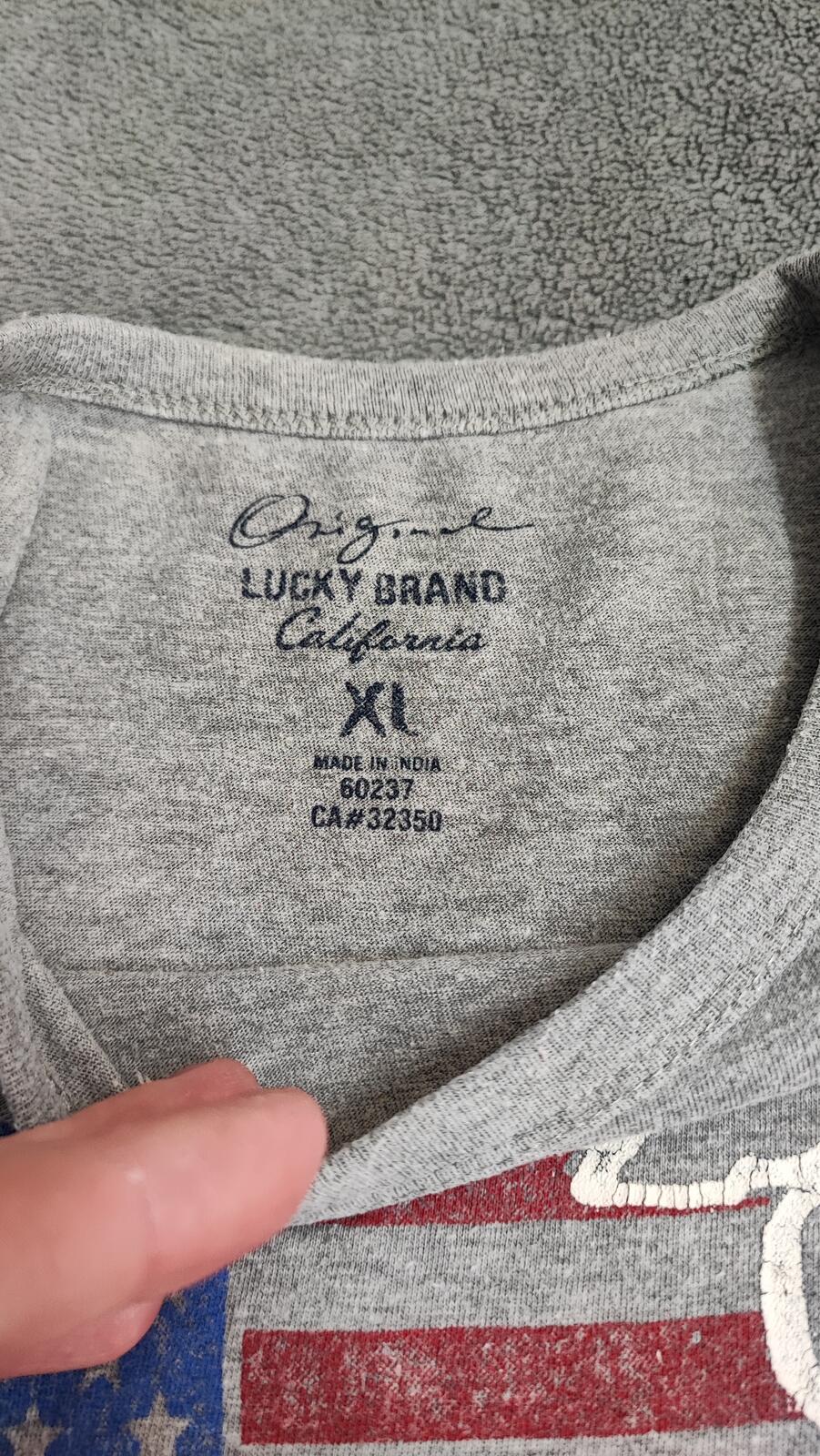 Vintage Lucky You USA Graphic T-Shirt Grey Retro Y2K Men's Size Medium M
