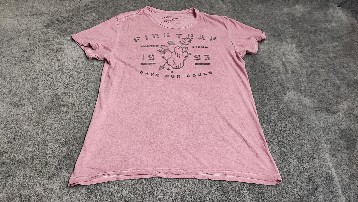 Vintage Firetrap Graphic T-Shirt Pink Retro 90s Streetwear Men's Size Medium M