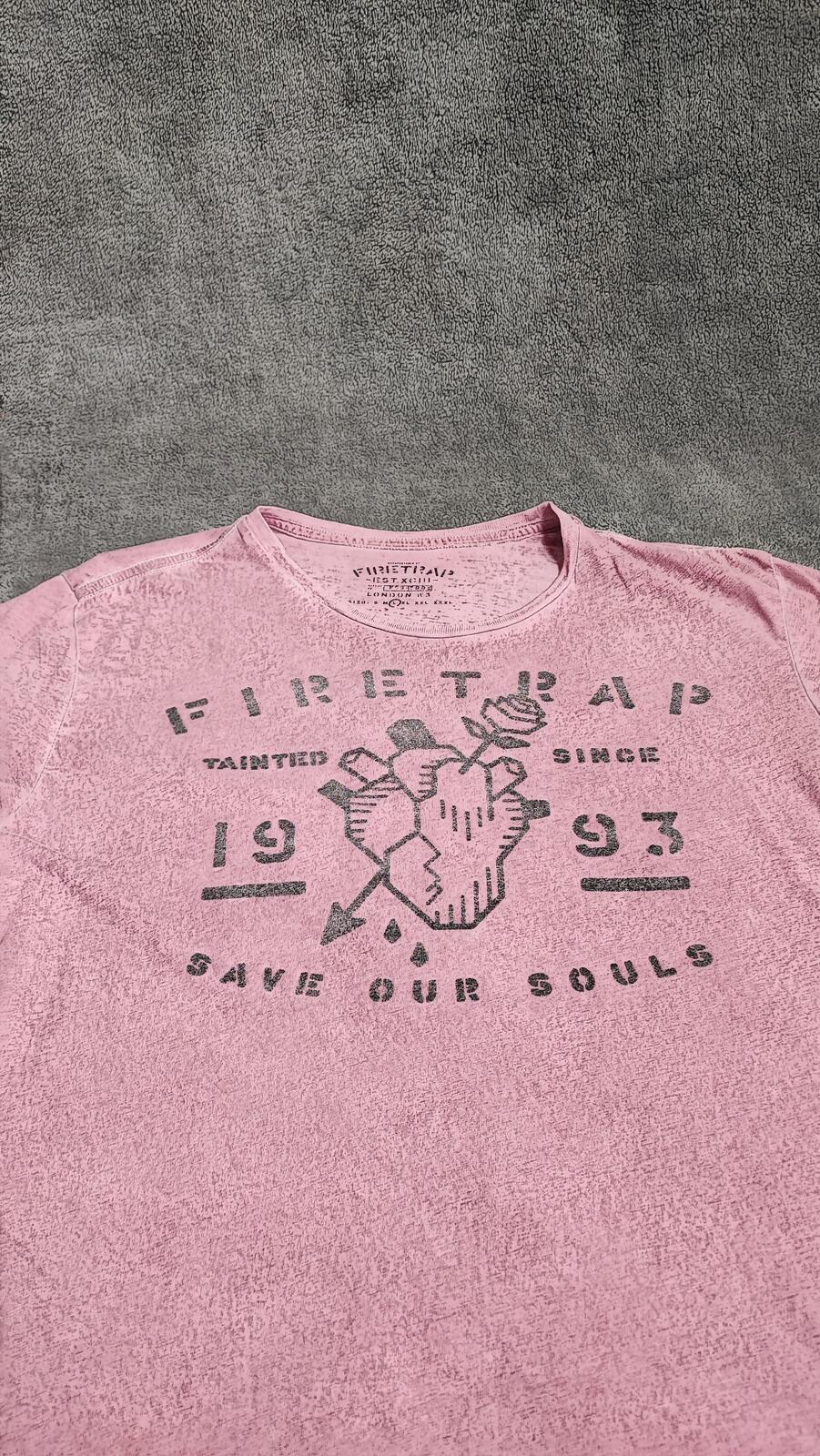 Vintage Firetrap Graphic T-Shirt Pink Retro 90s Streetwear Men's Size Medium M