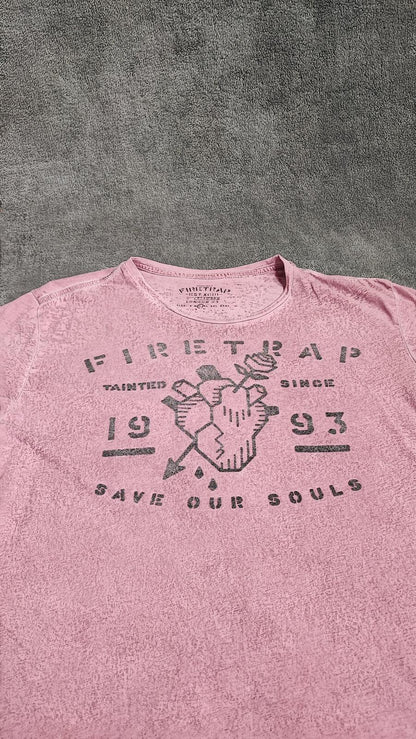 Vintage Firetrap Graphic T-Shirt Pink Retro 90s Streetwear Men's Size Medium M