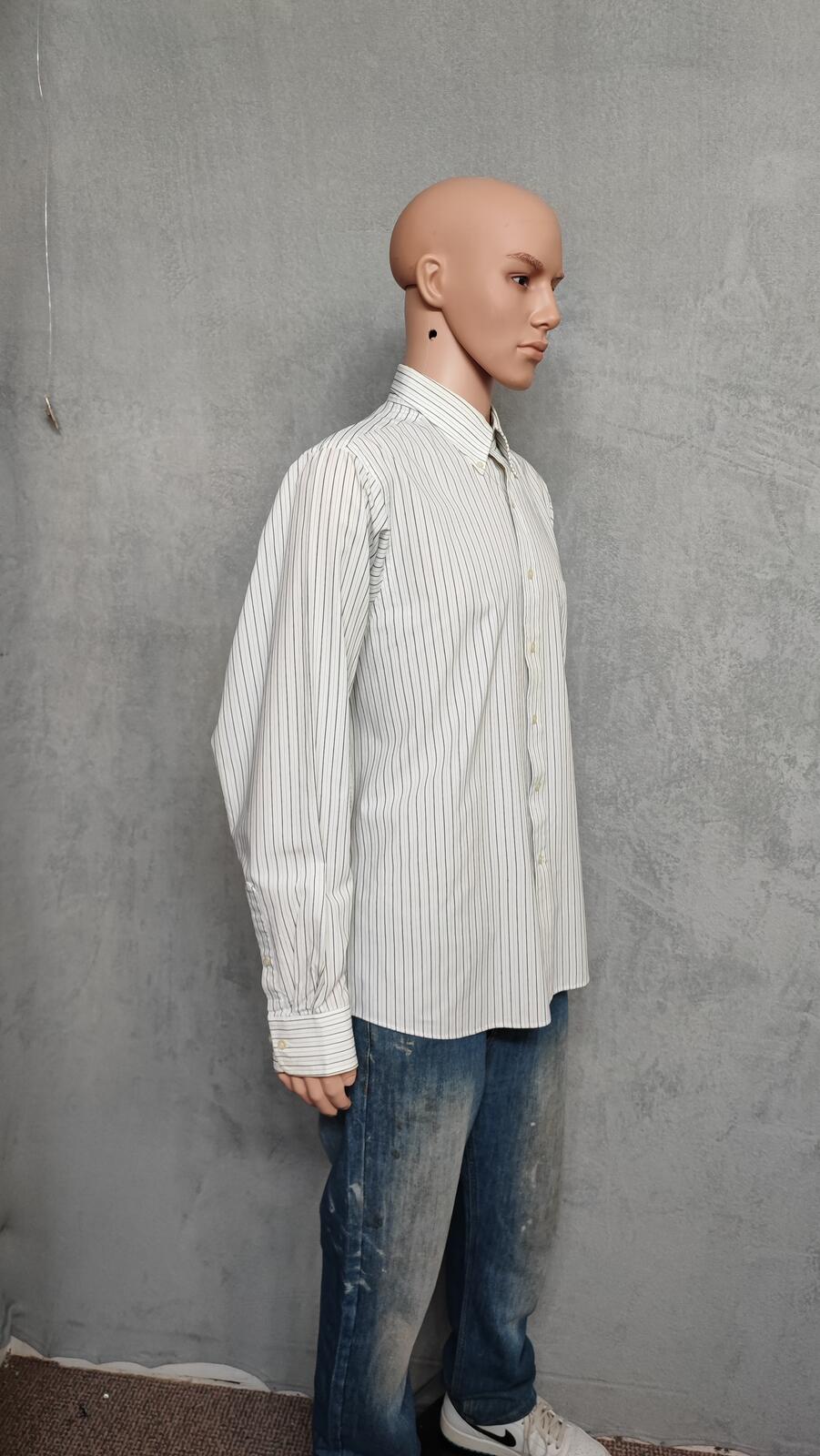 Vintage Chaps Striped Long Sleeve Crest Logo Preppy Casual Shirt Men's Size L